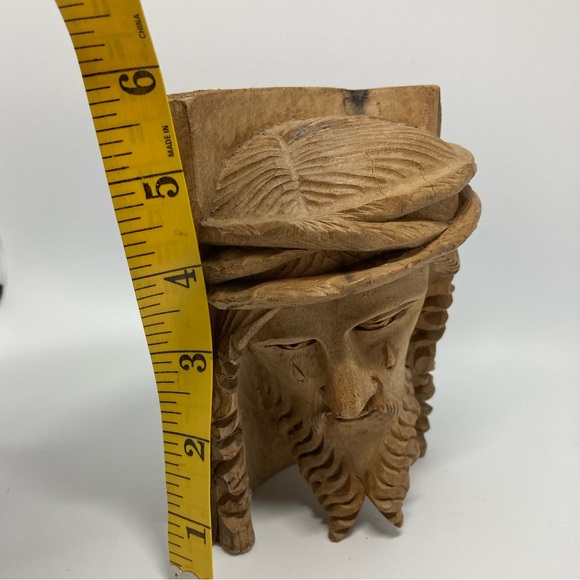 Vintage Weeping Jesus Wood Hand Carved Religious Folk Art - Picture 8 of 8